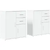vidaXL Dressoirs 2 st 60x31x70 cm bewerkt hout wit