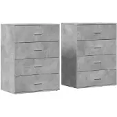 vidaXL Dressoirs 2 st 60x39x80 cm bewerkt hout betongrijs