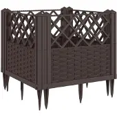 vidaXL Plantenbak met pinnen 43,5x43,5x43,5 cm polypropeen bruin