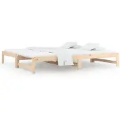 vidaXL Slaapbank uitschuifbaar 2x(90x200) cm massief grenenhout