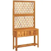 vidaXL Plantenbak met latwerk en schap 100x32x185 cm acaciahout