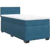vidaXL Boxspring met matras fluweel donkerblauw 80x200 cm