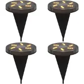 vidaXL Zonnepaneel-grondspots met grondpen, 4 stuks, warm wit licht