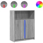 vidaXL Dressoir met LED 77x34x100 cm bewerkt hout grijs sonoma eiken