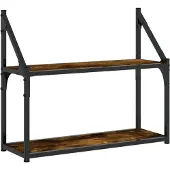 vidaXL Wandrek 2-laags 60x21x51 cm bewerkt hout gerookt eikenkleurig