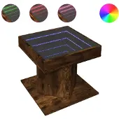 vidaXL Salontafel met LED 50x50x45 cm bewerkt hout gerookt eikenkleur