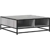 vidaXL Salontafel 80x80x30 cm bewerkt hout en metaal grijs sonoma