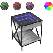 vidaXL Salontafel met Infinity LED 40x40x49 cm grijs sonoma eikenkleur