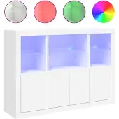 vidaXL Dressoirs met LED-verlichting 3 st bewerkt hout wit