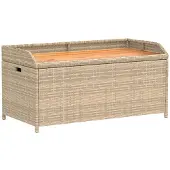 vidaXL Opbergbankje 100x50x52 cm poly rattan acaciahout gemengd beige