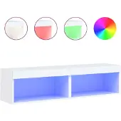 DKD Home Decor Tv-meubels met LED-verlichting 2 st 60x30x30 cm wit