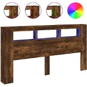 vidaXL Hoofdeinde met LED 200x18,5x103,5 cm bewerkt hout gerookt eiken
