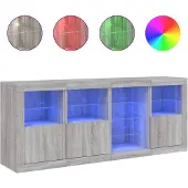 vidaXL Dressoir met LED-verlichting 164x37x67 cm grijs sonoma eiken