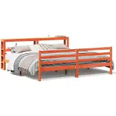 vidaXL Bedframe zonder matras massief grenenhout wasbruin 200x200 cm