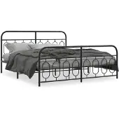 vidaXL Bedframe met hoofd- en voeteneinde metaal zwart 183x213 cm