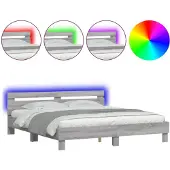 vidaXL Bedframe met hoofdeinde en LED-licht grijs sonoma 160x200 cm