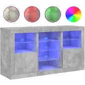 vidaXL Dressoir met LED-verlichting 123x37x67 cm betongrijs
