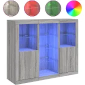 vidaXL Dressoirs met LED-verlichting 3 st bewerkt hout grijs sonoma
