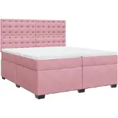 vidaXL Boxspring met matras fluweel roze 200x200 cm