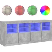 vidaXL Dressoir met LED-verlichting 163x37x67 cm betongrijs