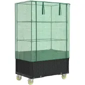 vidaXL Plantenbak verhoogd met hoes en wielen 80x50x182 cm rattanlook