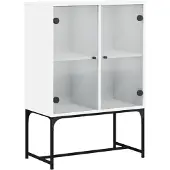 vidaXL Bijzetkast met glazen deuren 69x37x100 cm wit