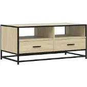vidaXL Salontafel 100x50x45 cm bewerkt hout en metaal sonoma eiken