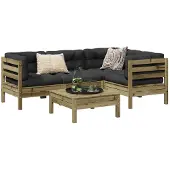 vidaXL 5-delige Loungeset met kussens geïmpregneerd grenenhout