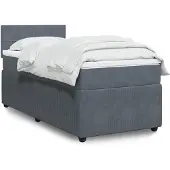 vidaXL Boxspring met matras fluweel donkergrijs 90x200 cm