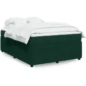 vidaXL Boxspring met matras fluweel donkergroen 140x200 cm
