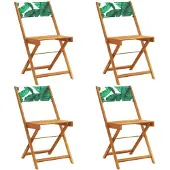 vidaXL Klapstoelen, 4 stuks, groene stof en massief hout