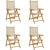 vidaXL Inklapbare stoelen 4 st verstelbaar beige