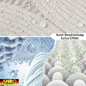 ANRO Tafelkleed Grijze cirkels Beige Rond Ø140cm Met sierband Afwasbaar Waterafstotend