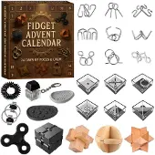 Sonstiges Adventskalender 2026 met 24 denkspelletjes, metaal en hout, 3D-puzzel, cadeau