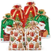 Sonstiges Kerstkoekjeszakjes, 30 stuks met trekkoord, 23x34 cm, groen, wit, rood