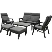AVH-Collectie Monaco stoel bank loungeset 6 delig verstelbaar aluminium antraciet