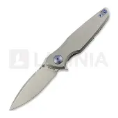 Spartan Blades Pandia vouwmes, Satin/Blasted Titanium & Blue HW, Stonewash