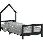 vidaXL Kinderbed, zwart, 80x200 cm, massief grenenhout