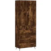 vidaXL Hoge kast 69,5x34x180 cm bewerkt hout gerookt eikenkleurig