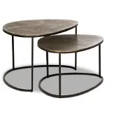 Bommel Wonen Salontafel set van 2 Izara - organisch - metaal Vintage Zilver