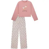 Schiesser Nachtkledij ' Nightwear ' lichtgrijs / oudroze