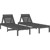 vidaXL Ligbedden 2 st 199,5x60x74 cm massief grenenhout grijs
