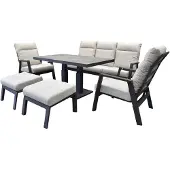 AVH-Collectie Barolo Pacific stoel bank dining loungeset 6 delig verstelbaar antraciet