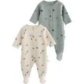 Next - Jongens - Set van 2 gewatteerde babyslaappakjes - Blauw