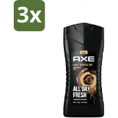 Axe - 3-in-1 Douchegel - Dark Temptation - Dark Chocolate - 12hrs Long Lasting Scent - 250 ml - Bulkverpakking - 3 stuks
