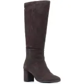 Hush puppies Oprah Suède Lange Leren Dames Chocolade Hakken Knie Hoge Laarzen
