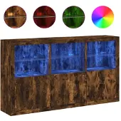 vidaXL Dressoir met LED-verlichting 181,5x37x100 cm gerookt eikenkleur