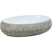 vidaXL Opzetwasbak ovaal 59x40x15 cm keramiek grijs en blauw