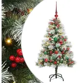 Syfax Kunstkerstboom Groen en wit 120 cm PVC en Metaal en Plastic
