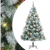 Syfax Kunstkerstboom Groen en wit 210 cm PVC en Metaal en Plastic